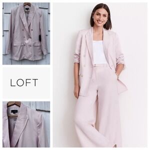 LOFT Versa Pure Spun Double Breasted Blazer Pink Size 8 NWT